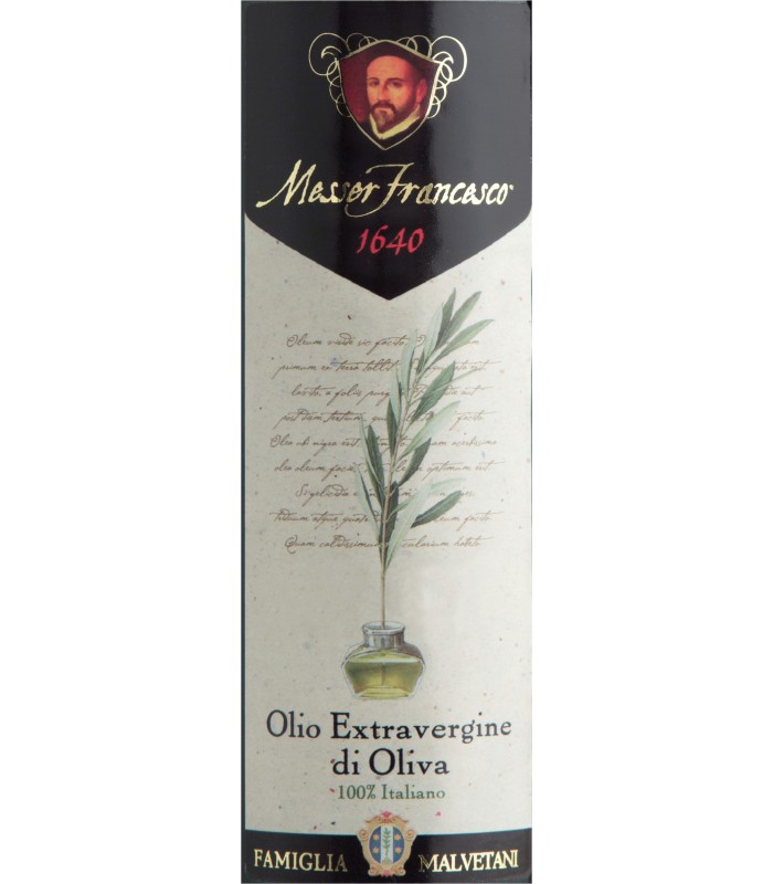 MESSER FRANCESCO - Olio Extravergine di Oliva 100% Italiano - Bottiglia da  0,5 Lt - Malvetani Società Agricola S.S.